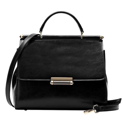 genuine leather-in-water wax cowhide handbag