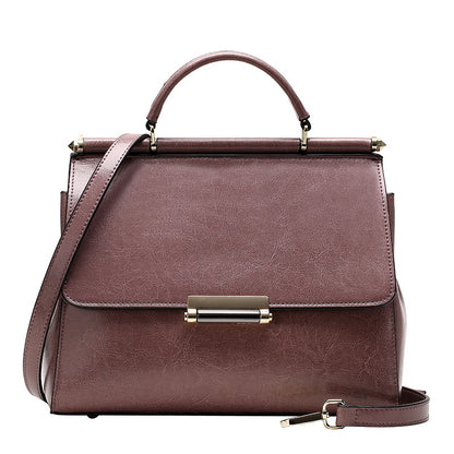 genuine leather-in-water wax cowhide handbag