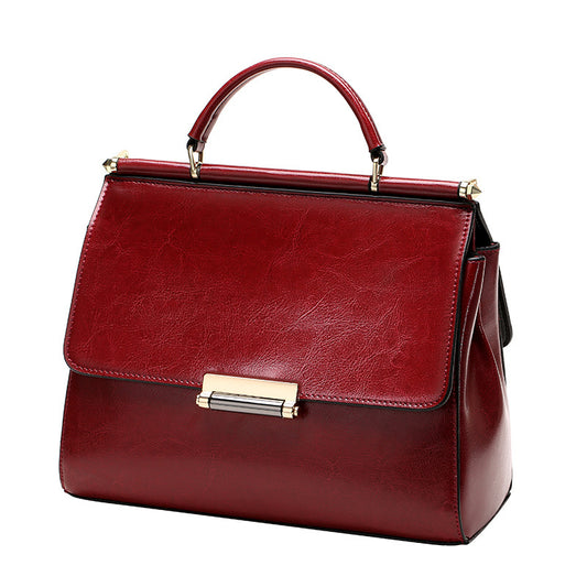 genuine leather-in-water wax cowhide handbag
