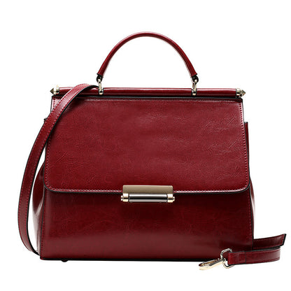genuine leather-in-water wax cowhide handbag