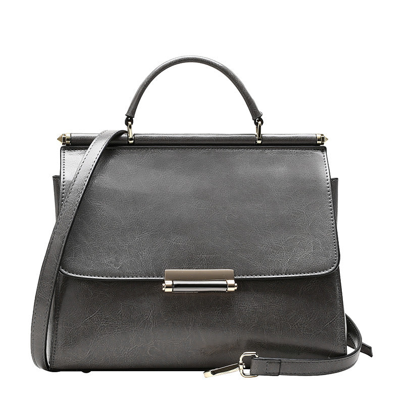 genuine leather-in-water wax cowhide handbag