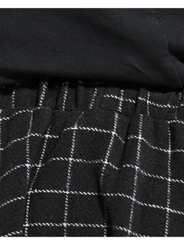 DROP-CROTCH WOOLEN PLAID CASUAL HAREM PANTS