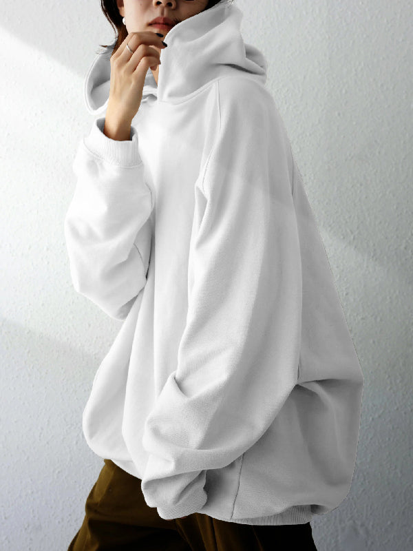 Simple Casual Solid Color Split-Joint Batwing Sleeves Hoodies