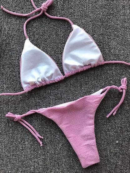 Shining Solid Fashion Bikinis Swimwear