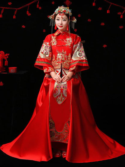 Embroidered Draping Lapel Xiuhe Suit Toast Suit Wedding Dress