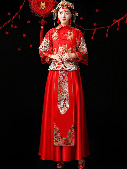 Embroidered Draping Lapel Xiuhe Suit Toast Suit Wedding Dress