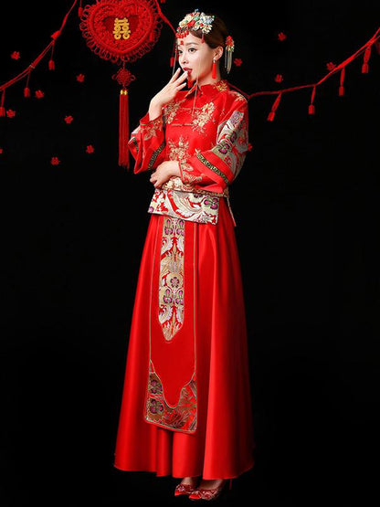 Embroidered Draping Lapel Xiuhe Suit Toast Suit Wedding Dress