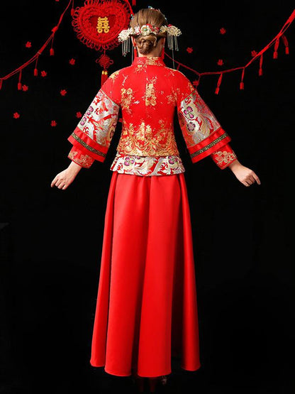 Embroidered Draping Lapel Xiuhe Suit Toast Suit Wedding Dress