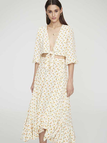 Fashion V-neck Tall Waist Printing Suits