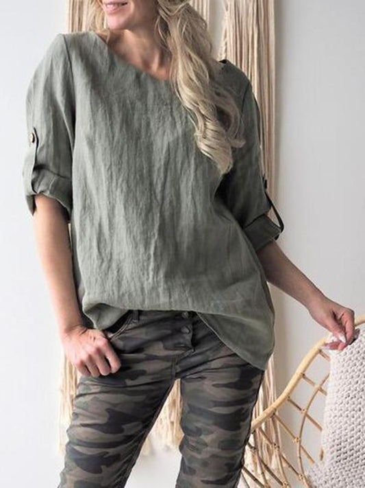 Short Sleeves Solid Color Blouses&shirts Tops