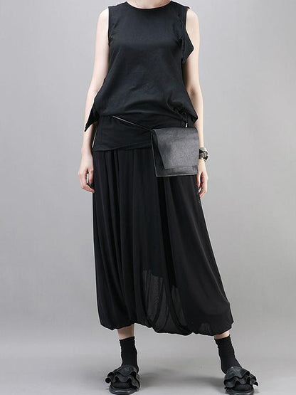 Black Loose Ruffled Harem Pants