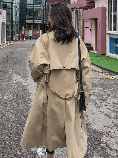 Casual Chic Khaki Long Coat