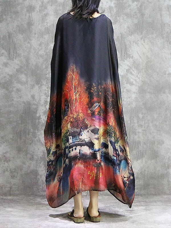 Loose Retro Silk Long Dress