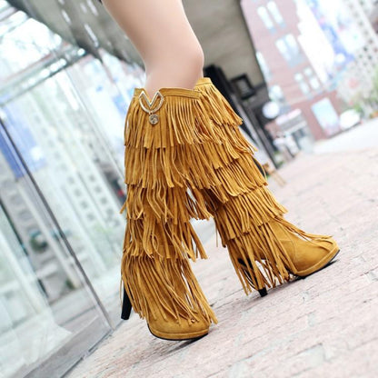 Lady Multi-layer Tassel High Boots Uggs