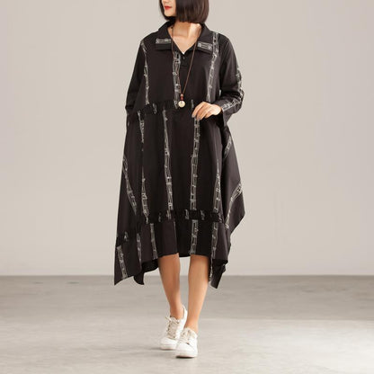 Autumn Cotton Polyeste Irregular Commuter Print Dress