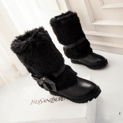 Fashion Bow Slope Intense Plush Warm Snow Boots Uggs