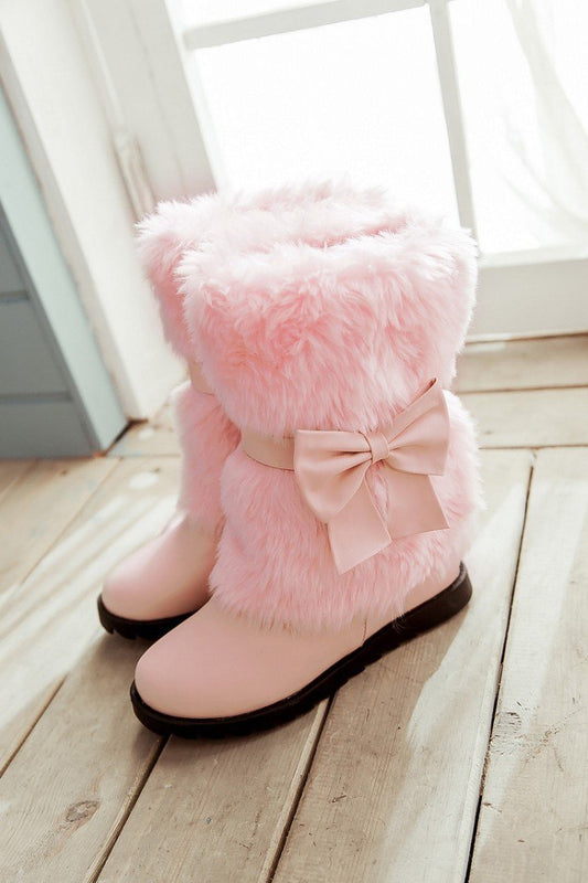 Fashion Bow Slope Intense Plush Warm Snow Boots Uggs