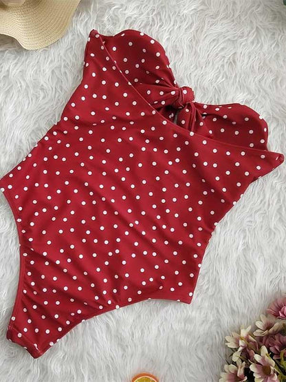 Plunge Neck Top With High Cut One-piece Swimsuit