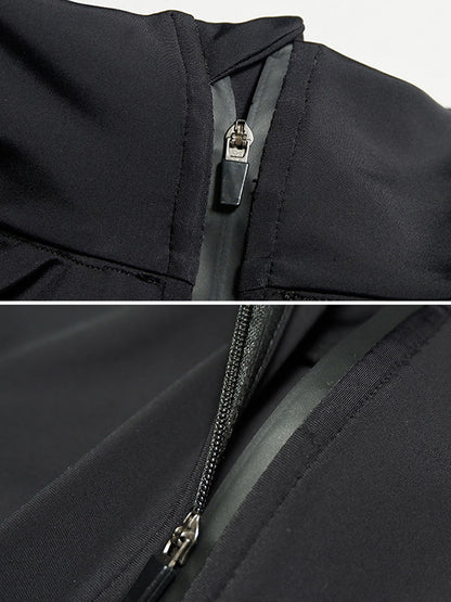Sports Solid Color Zipper Stand Collar Long Sleeves Outwear
