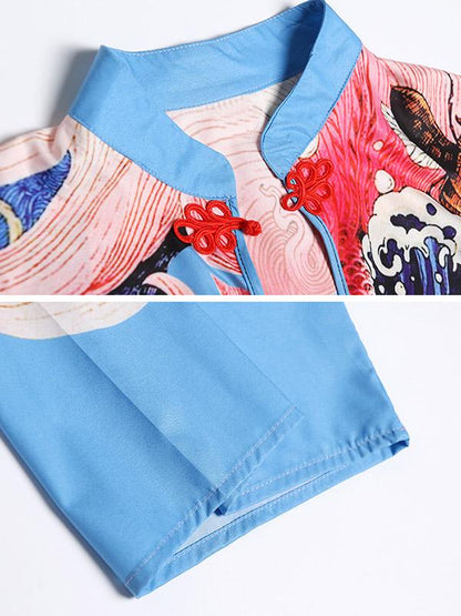 Vintage Loose Droplet-like Collar Printed Mini Dress