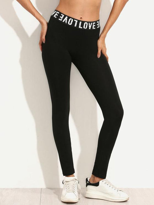 Letter Printed Lift The Hip Workout Leggings