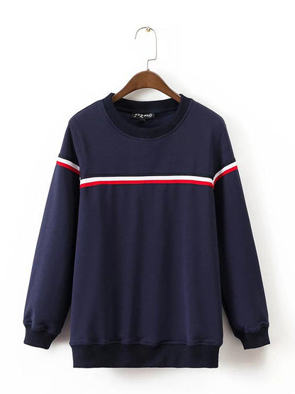 Contrast Trim Long Sleeve Sweatshirts