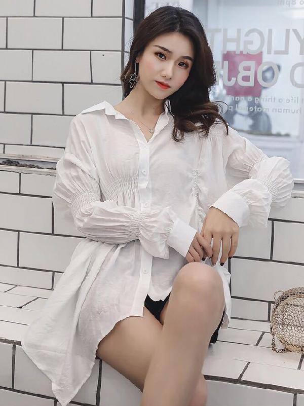 Elegant Irregular Puff Sleeve Shirt