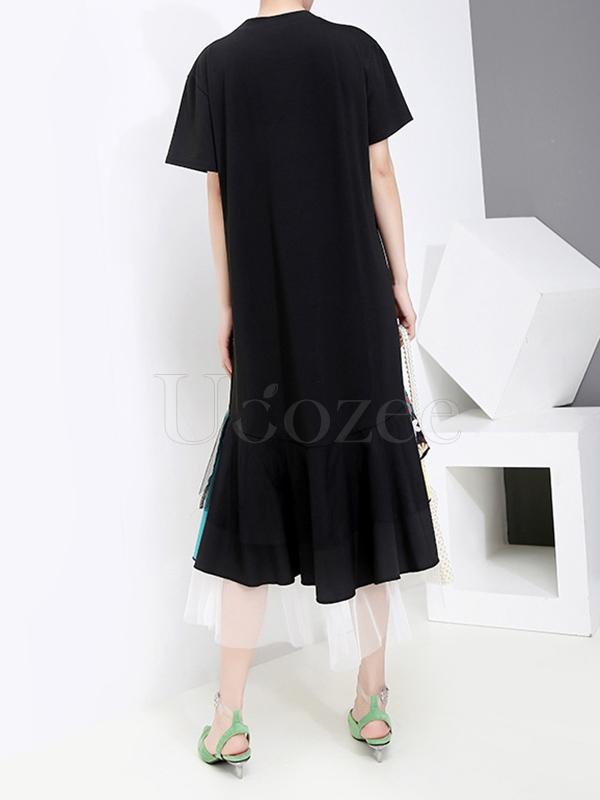 Casual Split-joint Gauze Long Dress