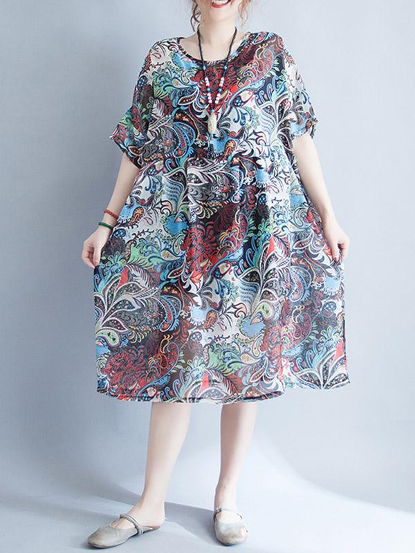 National Style Chiffon Long Dress