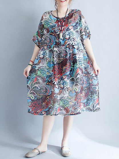 National Style Chiffon Long Dress