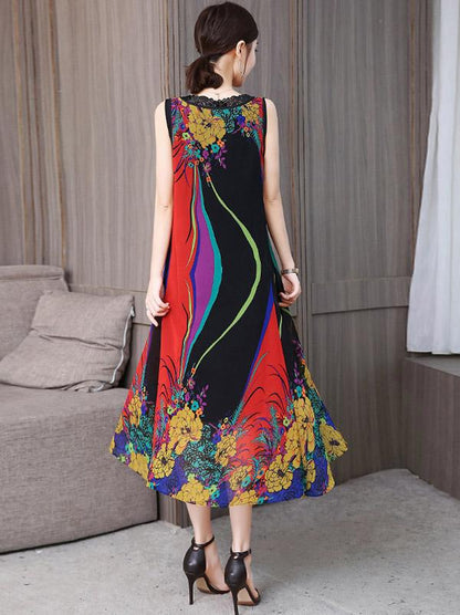 Casual Flower Printed 2-pieces Long Dress