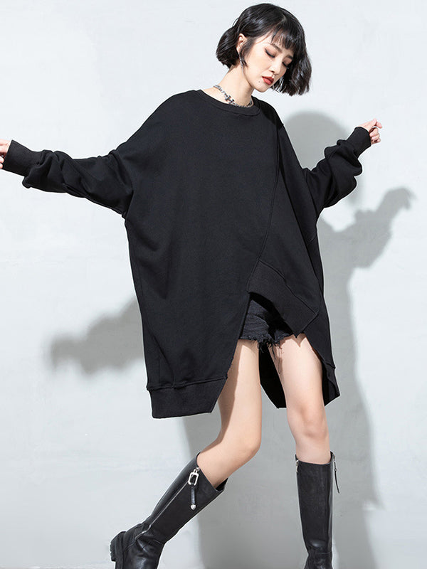 Urban Solid Color Split-Joint Long Sleeve T-Shirt Top