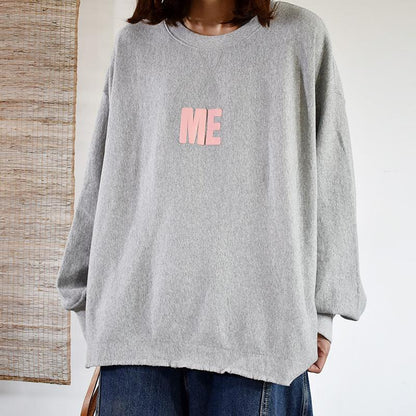 Buykud Letter Printed Loose Long Sleeve Blouse