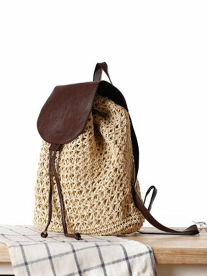 Hollow Straw Plaited Article Bohemia Backpack