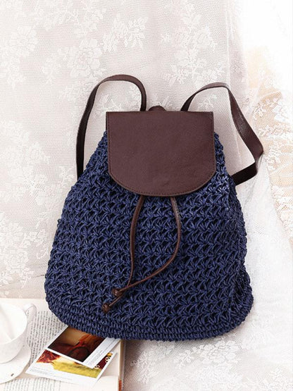 Hollow Straw Plaited Article Bohemia Backpack