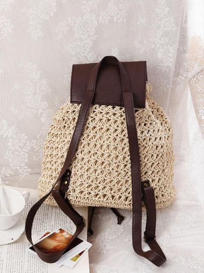 Hollow Straw Plaited Article Bohemia Backpack