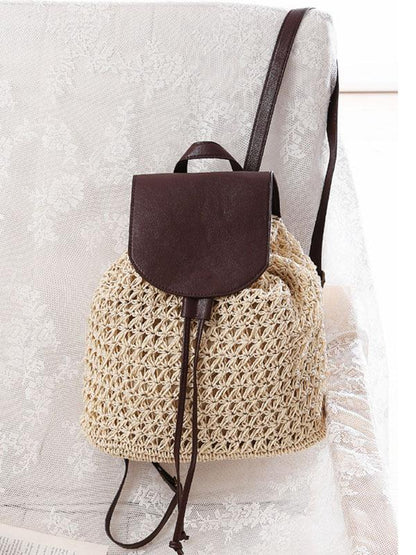 Hollow Straw Plaited Article Bohemia Backpack