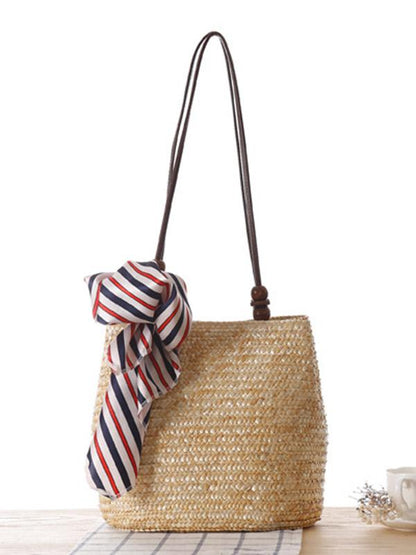 Bohemia Knitted Cotton-polyester Floral Bag