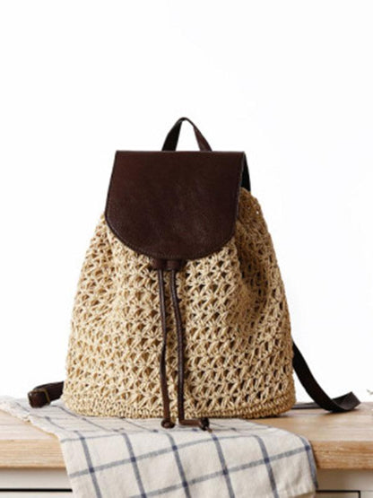 Hollow Straw Plaited Article Bohemia Backpack