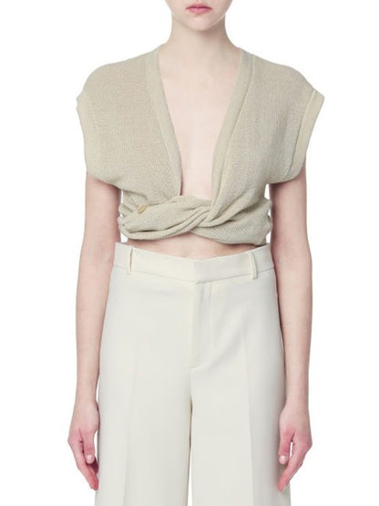 Urban Solid Color Sleeveless V-Neck Vest Tops