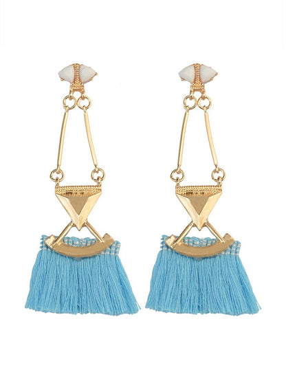 Ethnic-style Silk Thread Tassels Earrings