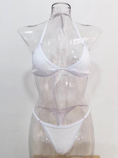 Sequined Lace Up Bikini Swimsuit