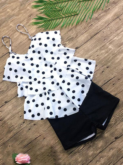 Falbala Plain Bottom Tankini Swimsuit
