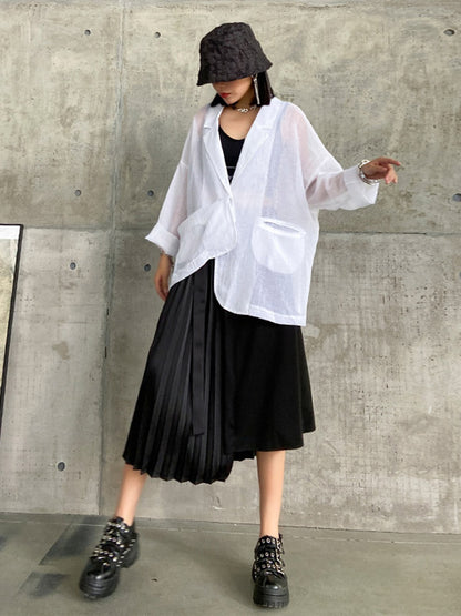 Casual Loose Pleated Asymmetric Skirts Bottoms