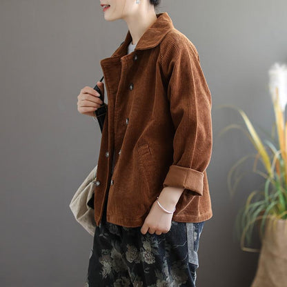 Buykud Double Breasted Pure Color Casual Coat