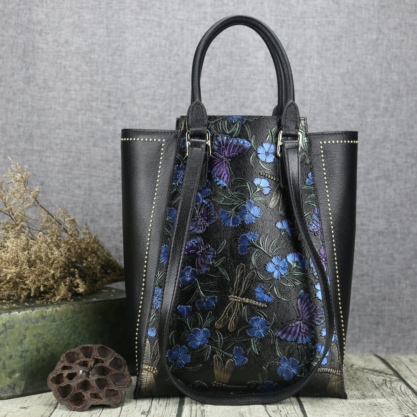 WOMEN GENUINE LEATHER VINTAGE TOTEM DESIGNER HANDBAG SHOULDER BAG