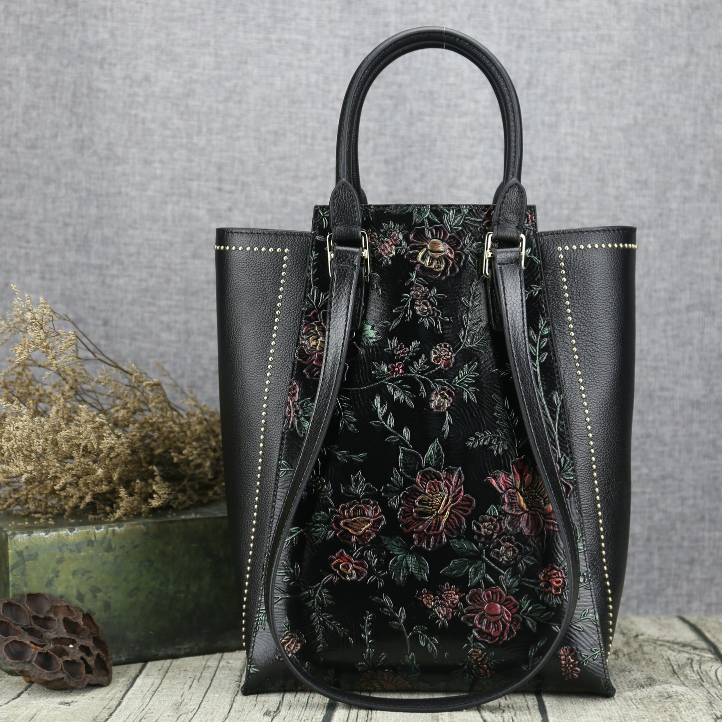 WOMEN GENUINE LEATHER VINTAGE TOTEM DESIGNER HANDBAG SHOULDER BAG