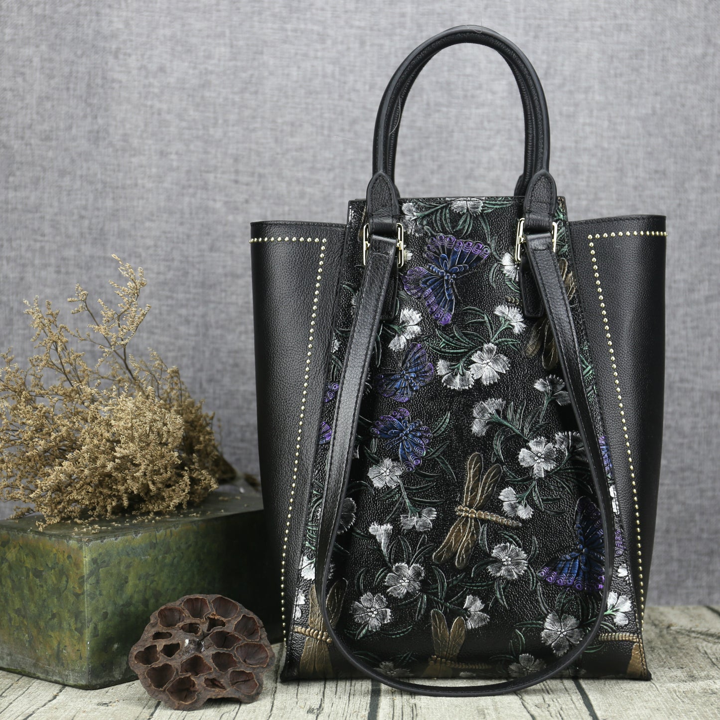 WOMEN GENUINE LEATHER VINTAGE TOTEM DESIGNER HANDBAG SHOULDER BAG