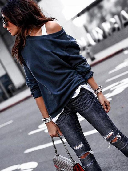 Long Sleeves Solid Color Blouses&shirts Tops
