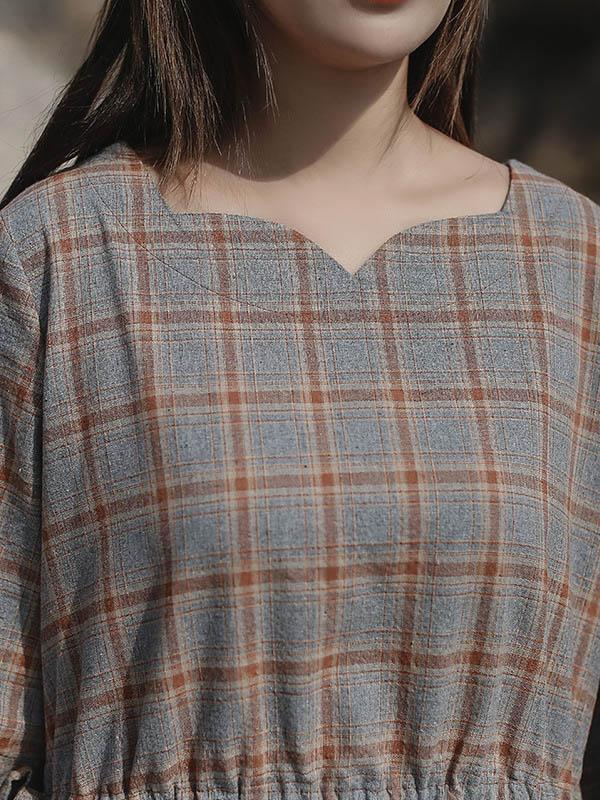 Artistic Retro Solid Irregularity Neck Dress